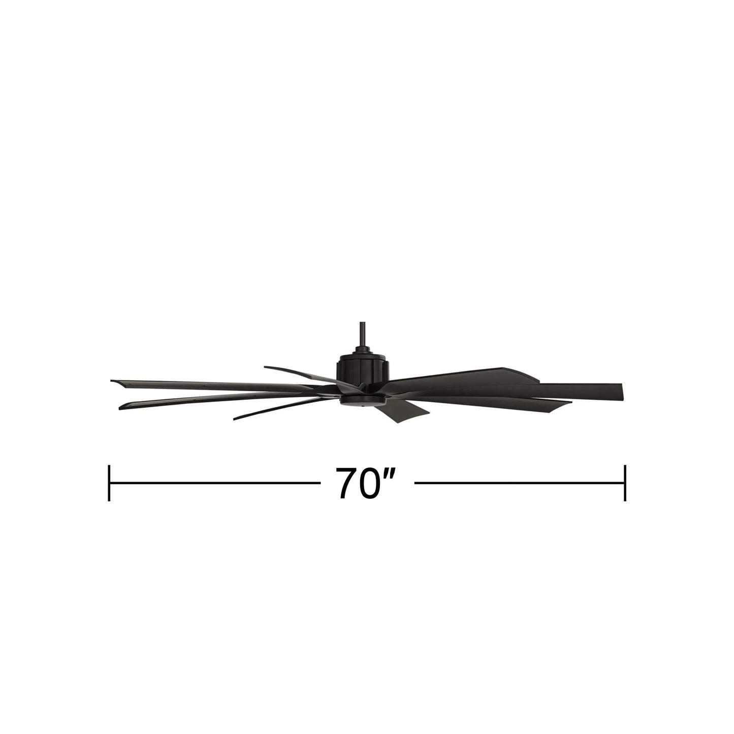 70" Possini Euro Design Modern Indoor Outdoor Ceiling Fan with Remote Control Matte Black Damp Rated for Patio Exterior House Home