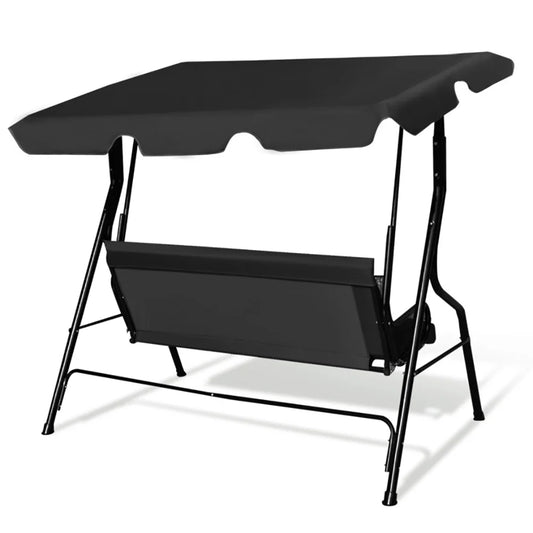 GVN Steel Porch Swing Hanging Bench Patio Canopy Porch Swings, Black