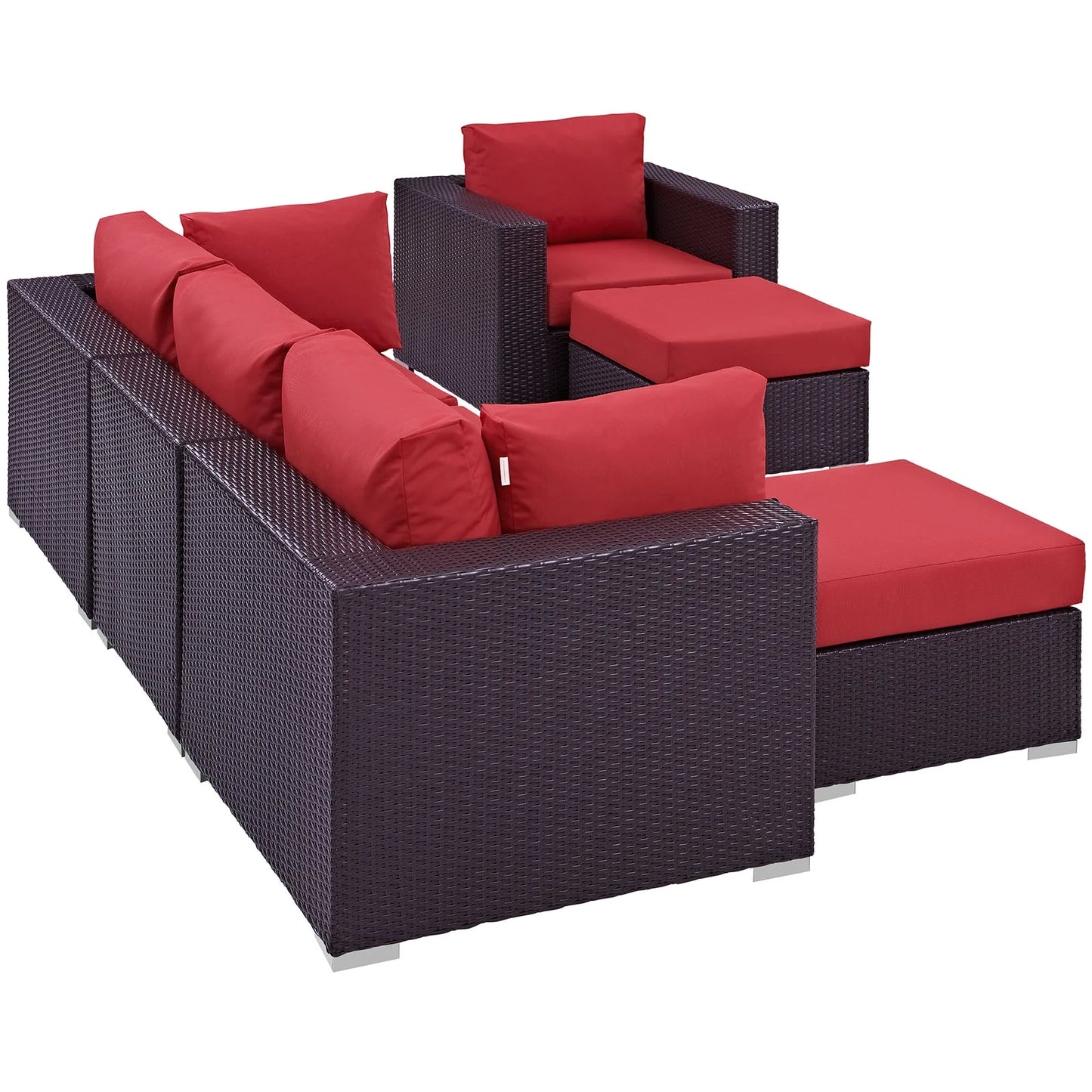 Modway Convene 6 Piece Outdoor Patio Sectional Set in Espresso Beige