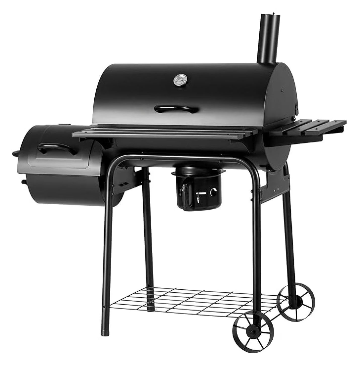 3-in-1 Charcoal Grill with Offset Smoker Side Table,Outdoor BBQ Grill for Garden, Patio, Backyard,Heavy Duty Steel Construction, Includes Warming Rack & Fire Drawer