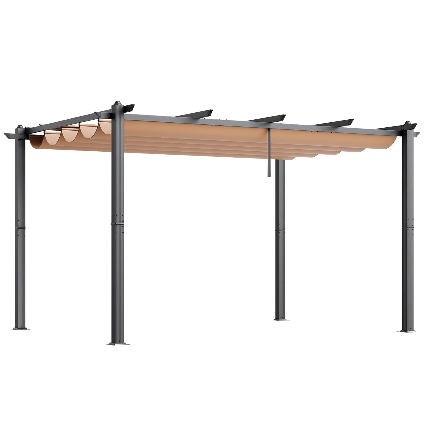 VEVOR 10'x13' Outdoor Retractable Pergola with Canopy, Aluminum Pergola with Retractable Canopy, Modern Pergola with Sun Shade Canopy for Patios, Gardens, Decks, Backyards (Beige)