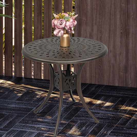 BaytoCare 31" Aluminum Round Patio Outdoor Dining Table, Bronze
