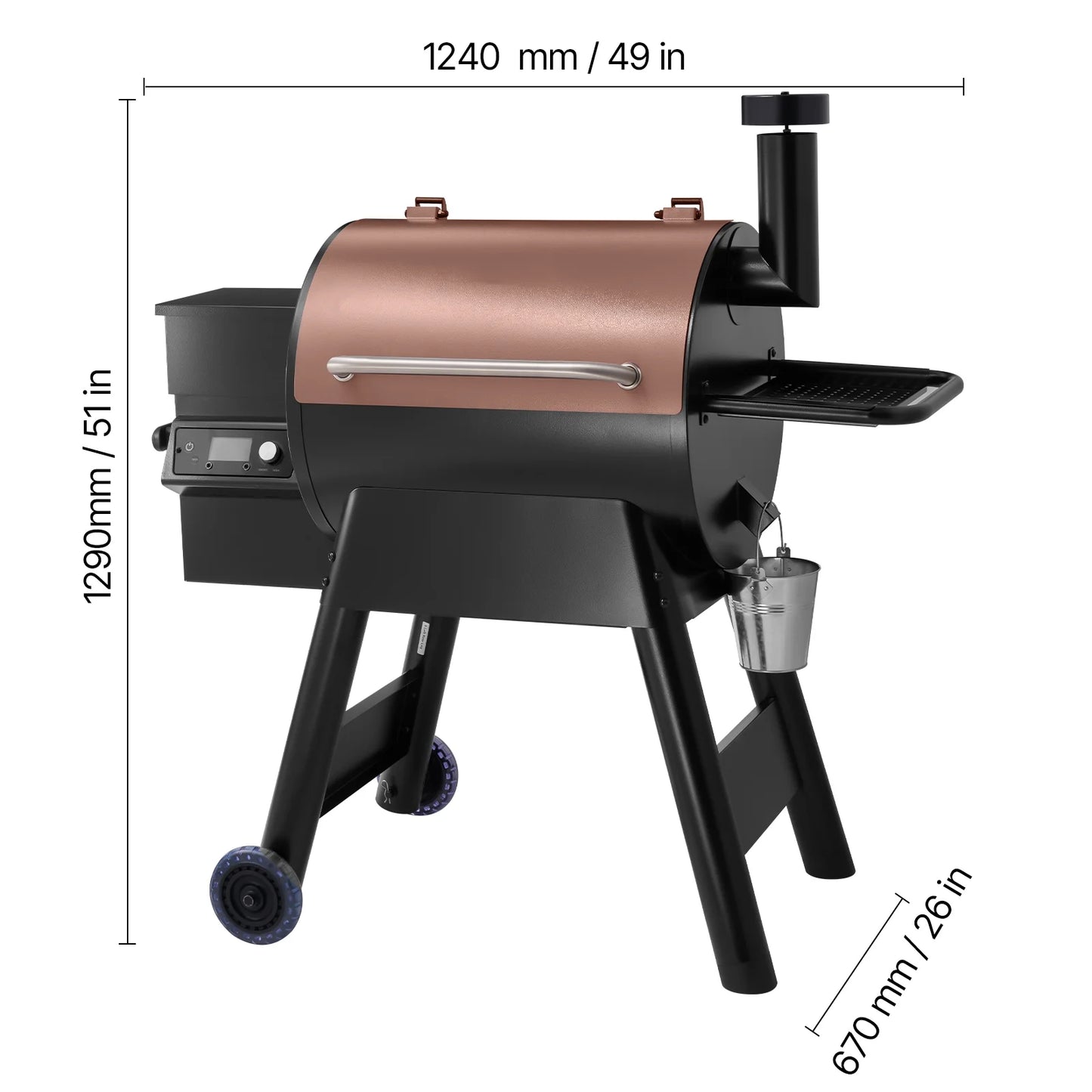 KFFKFF 575 Sq in Wood Fired Pellet Grill and Smoker, BBQ Grills with WiFi-app Management, LCD Display Controller for Outdoor Cooking, Patio and Backyard, Bronze Black