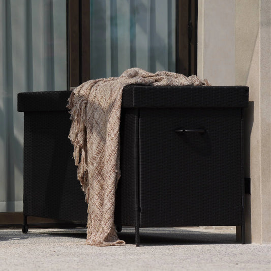Grand Patio Outdoor 170 Gallon Deck Box Outdoor Large Wicker Storage Box, 52.45lb, 27.25''W, Black