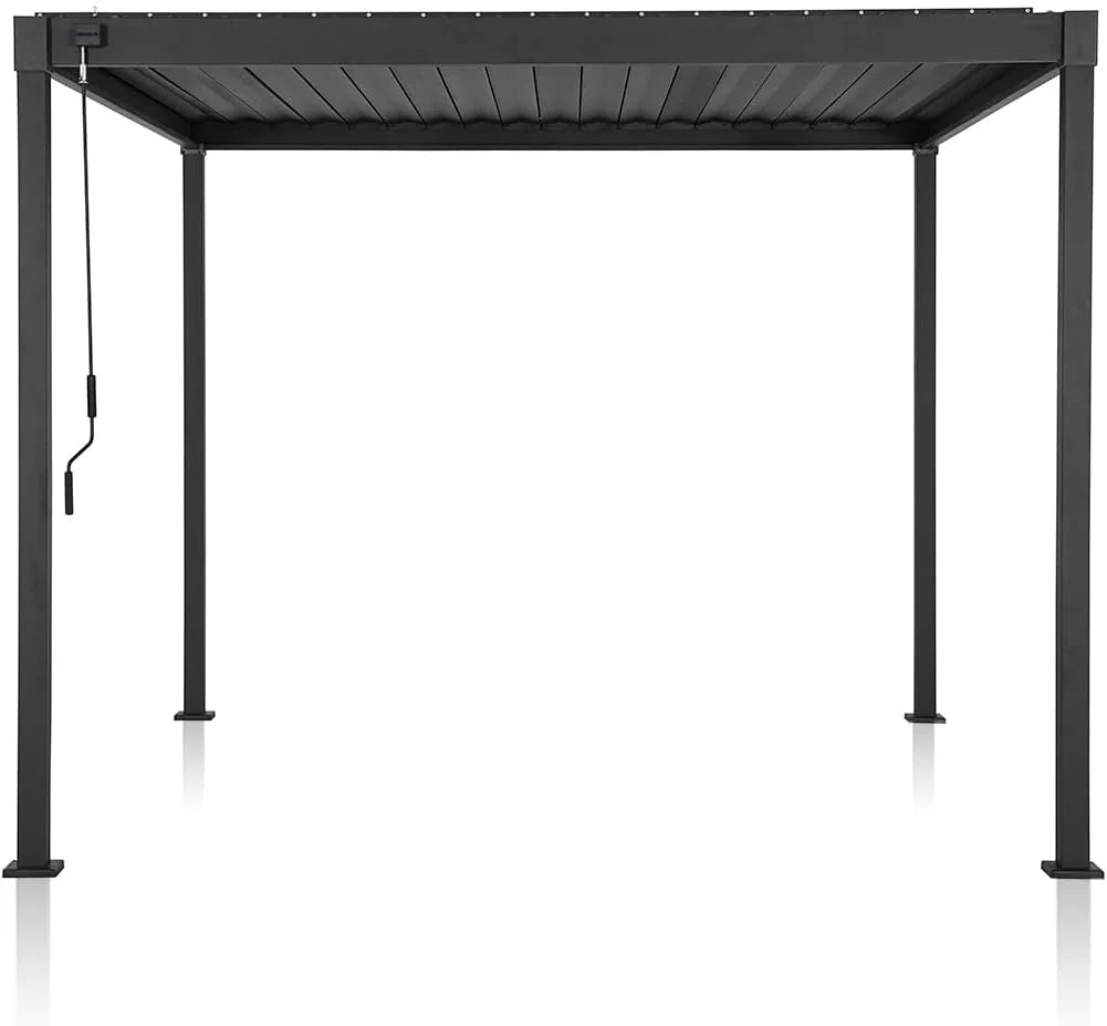 Mirador 10'x 10' Outdoor Pergola, 80S Steel Frame w/Adjustable Louvers Roof for Garden, Patio, Backyard, Dark Gray