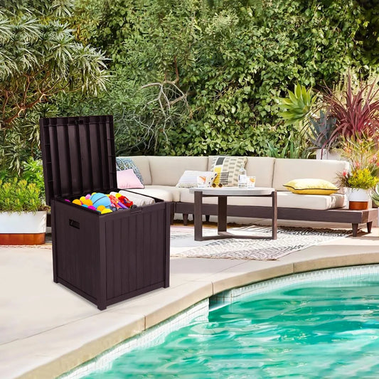 Patio Storage Box Waterproof, enyopro Outdoor PP Storage Patio Furniture Container, 51 Gallon Garden Storage Box with Seat for Backyard Pool Deck, 22" x 22" x 24.5", Brown, JA3239