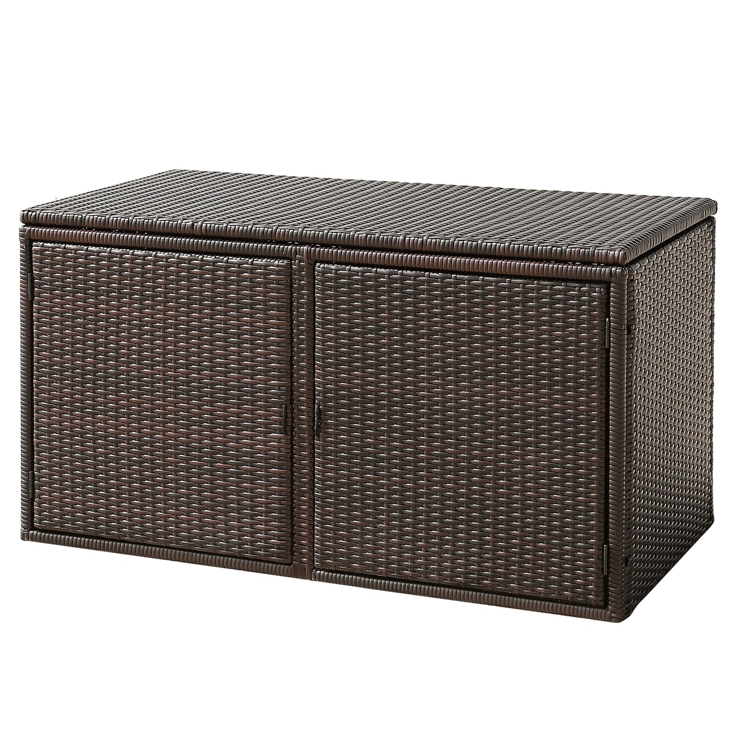 Gymax 88 Gallon Rattan Storage Box Outdoor Patio Container Seat w/Door Mix Brown