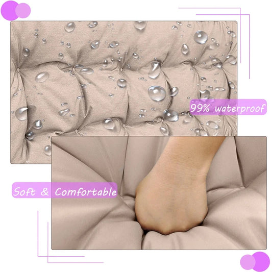Swing Cushions 3 Seater Replacement, Waterproof Porch Swing Cushions, Thicken 5" Bench Cushions for Outdoor Furniture With Backrest , Patio Garden Loveseat Sofa Pads