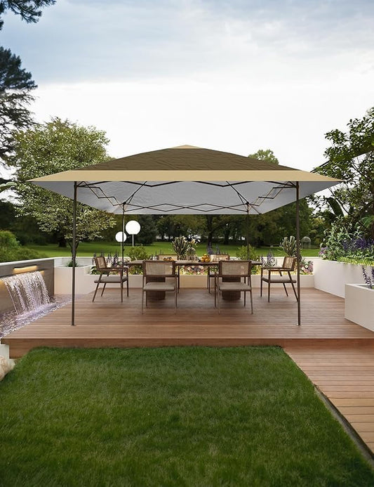 12x12FT Pop Up Gazebo,Canopy Tent on Clearance,Outdoor Patio Gazebo,Tent for Party,Wedding,Outdoor Dining,Backyard(Khaki+Light Khaki)