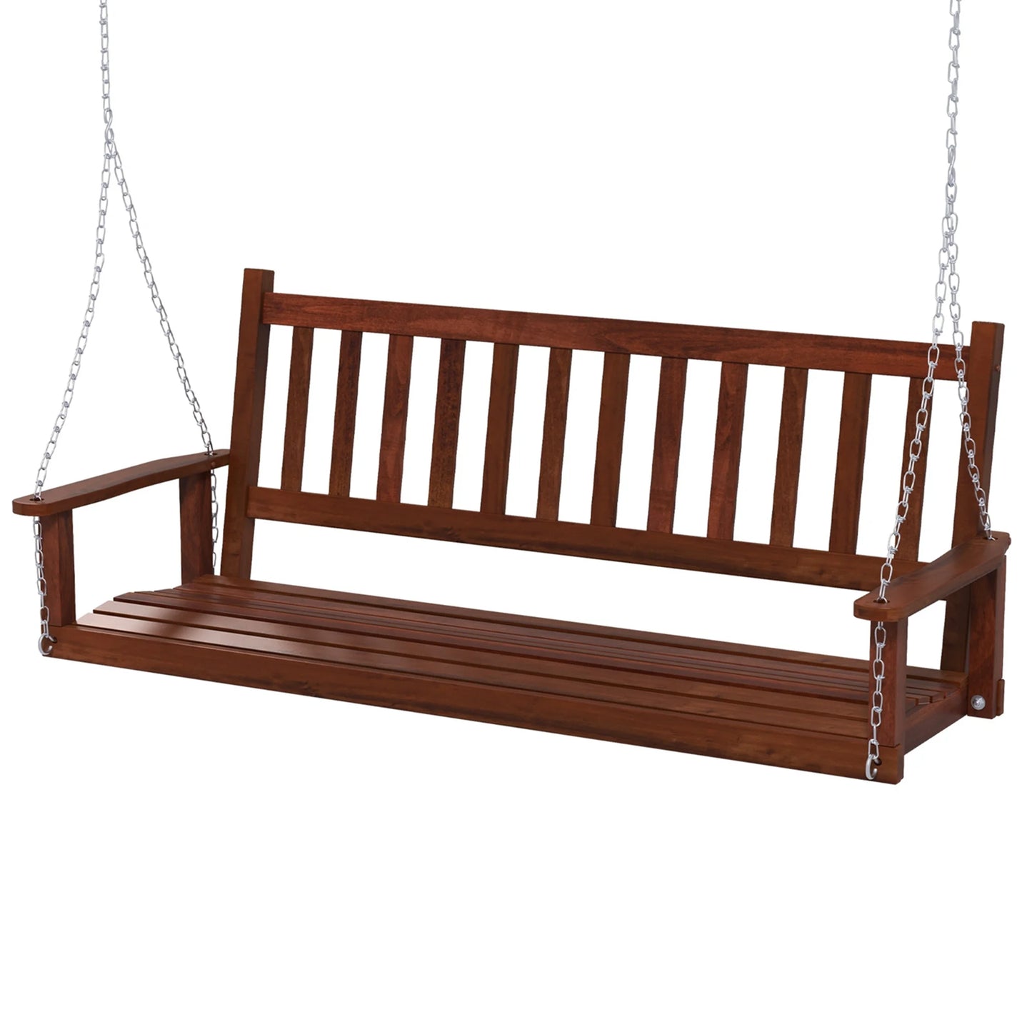 Costway 3-Person Wooden Outdoor Porch Swing Heavy Duty Patio Hanging Bench Chair White