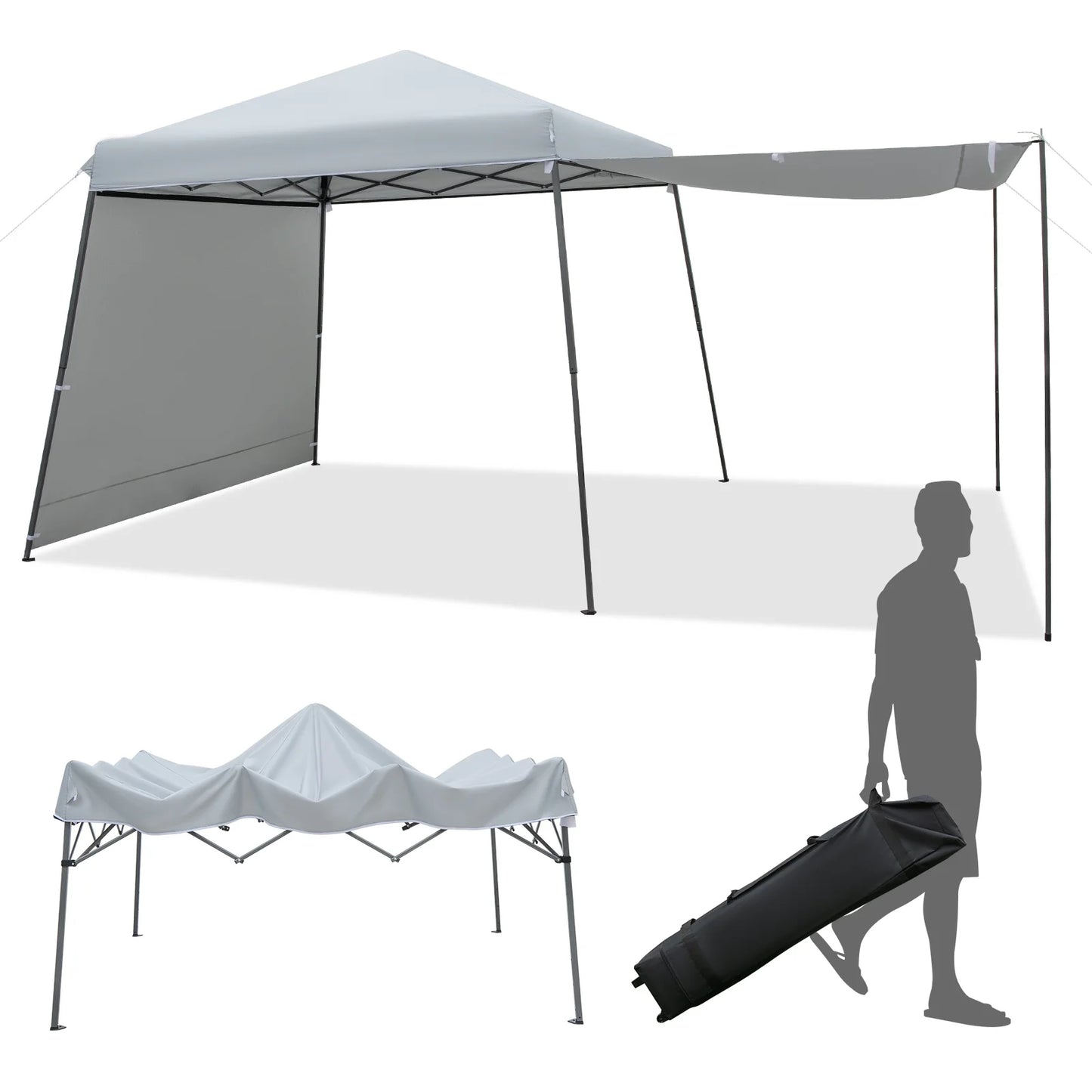 Gymax Patio 10 x 10FT Instant Pop-up Canopy Folding Tent w/Sidewalls & Awnings Outdoor