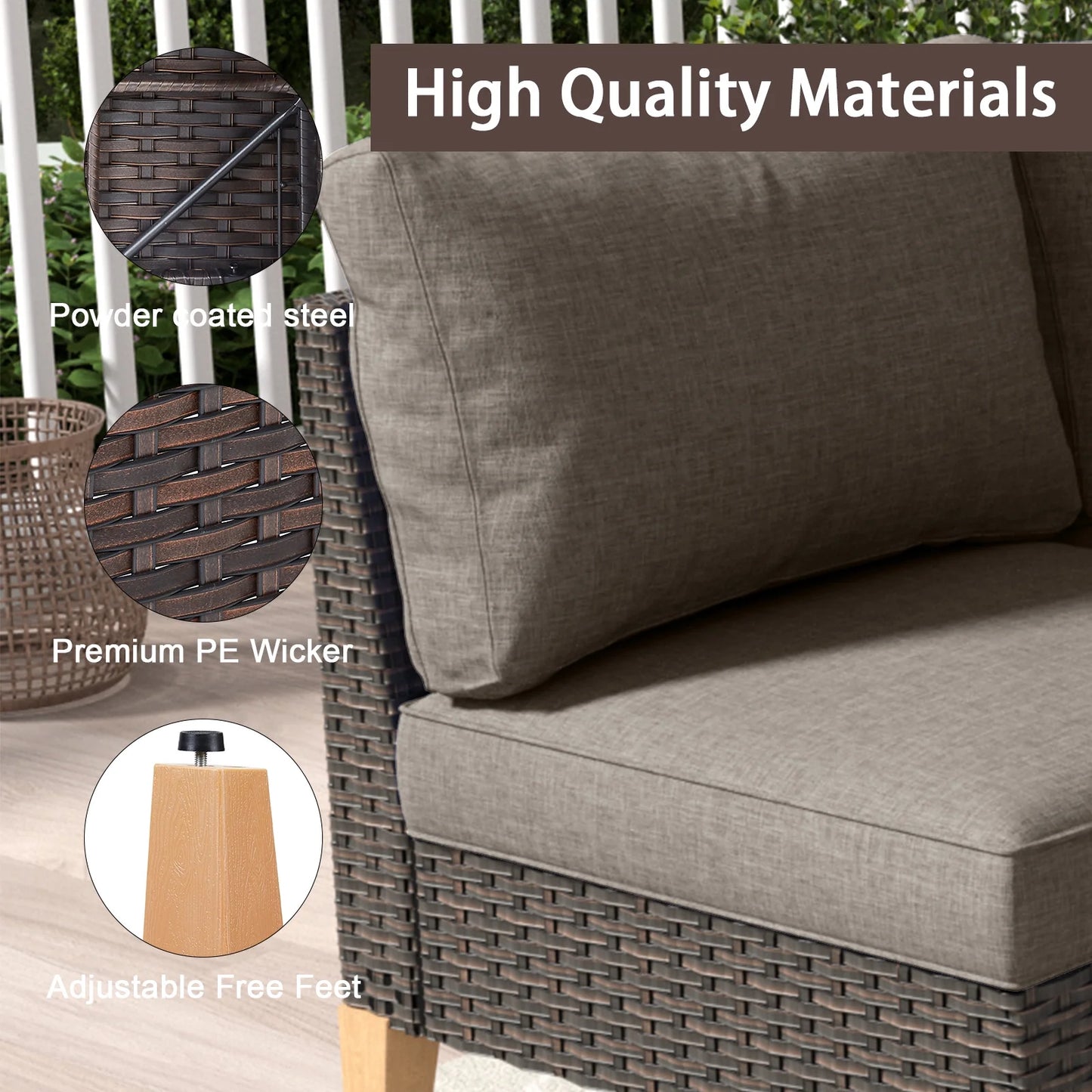 POCASSY 92.71" Wide Outdoor Reversible Patio Sectional with Cushions