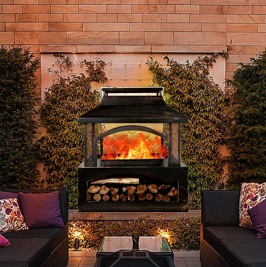 Fire Pit for Outside, 37" Outdoor Wood Burning Firepit , Patio Fireplace Square Metal Stove for Camping, Outdoor Heating, Bonfire and Picnic