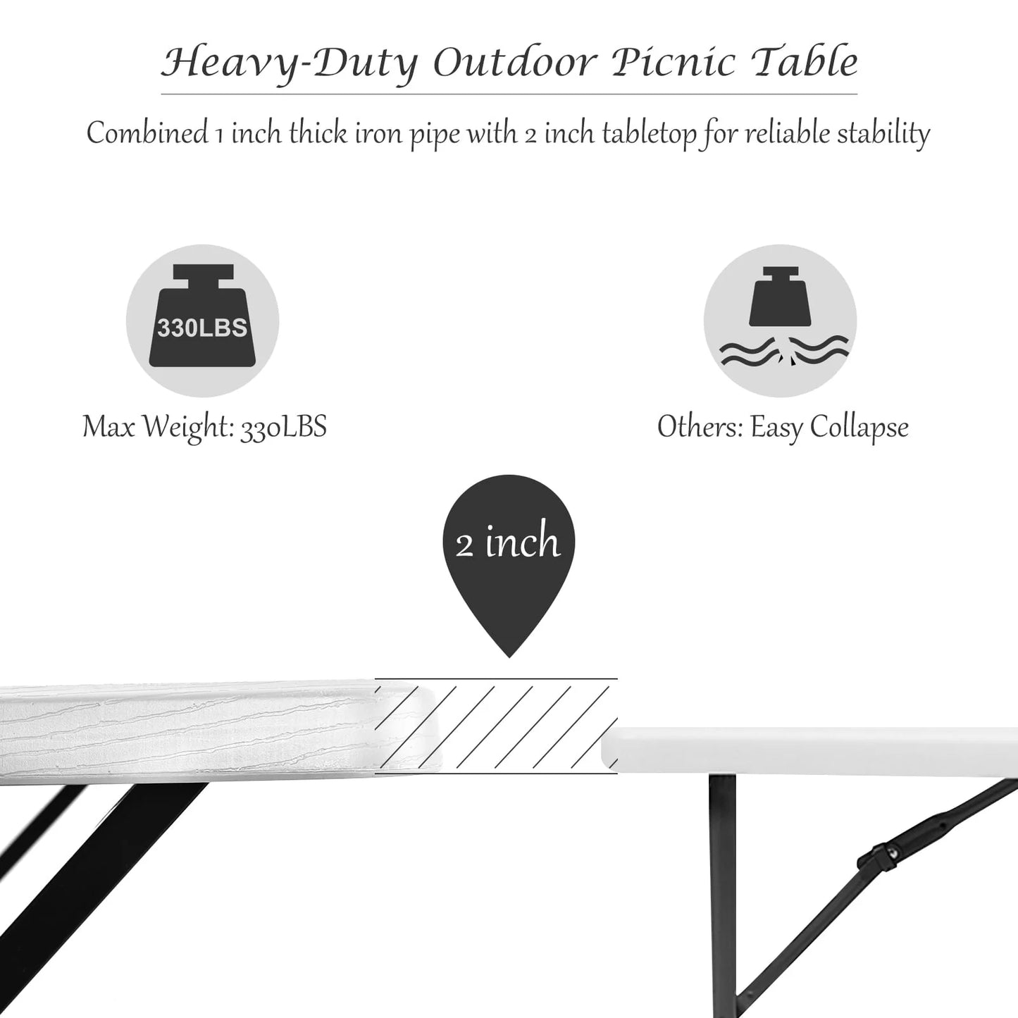 Costway Picnic Table Bench Set Outdoor Backyard Patio Garden Party Dining All Weather White