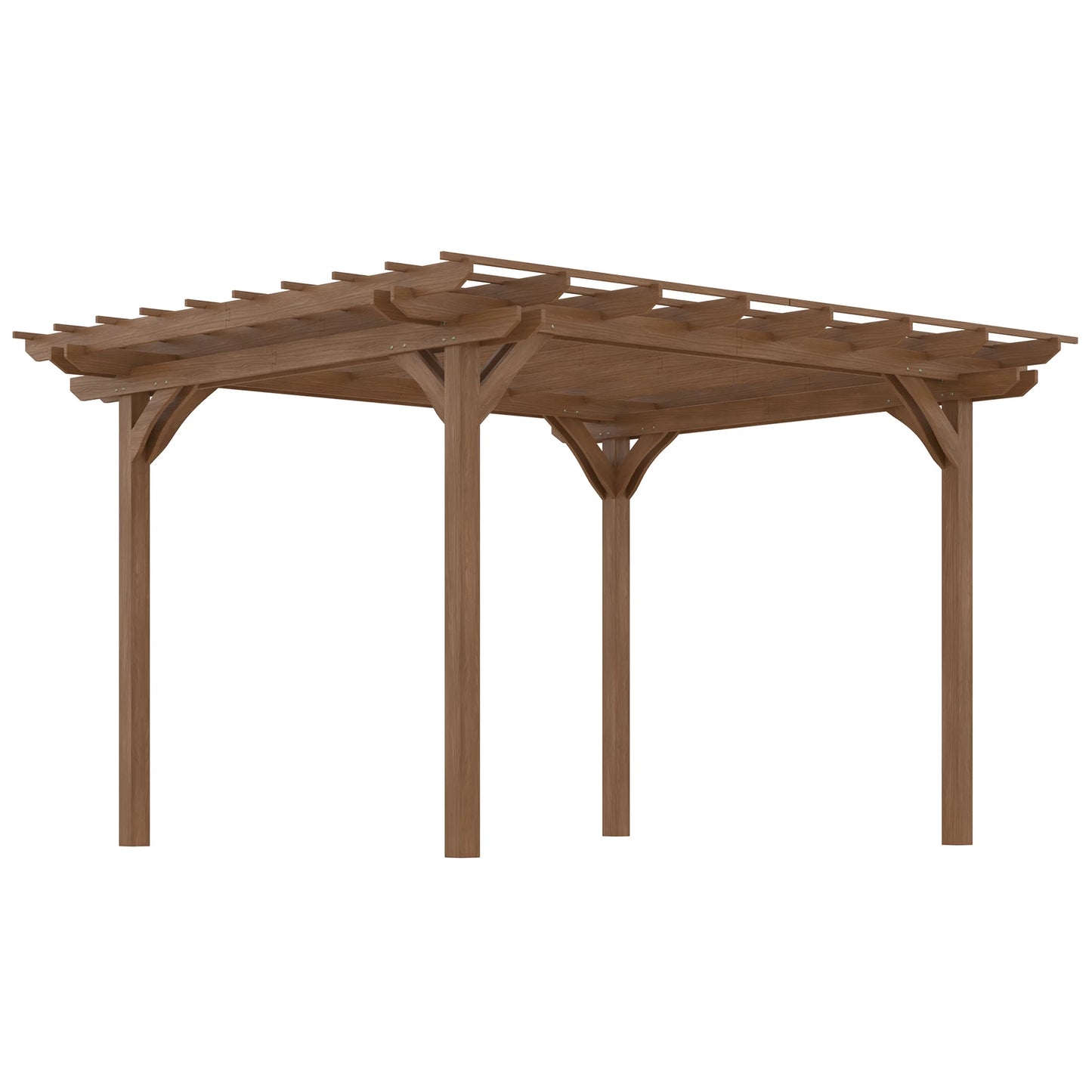 Outsunny 12' x 10' Wooden Pergola Grape Trellis, Outdoor Gazebo for Garden, Patio, Backyard, Deck, Gray