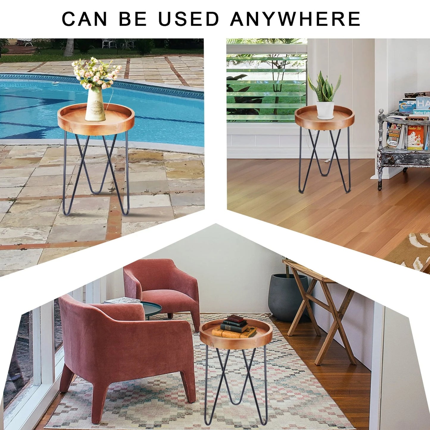 Plant Stand MUMTOP Flower Pots Holder Round End Table for Indoor Outdoor Garden & Patio