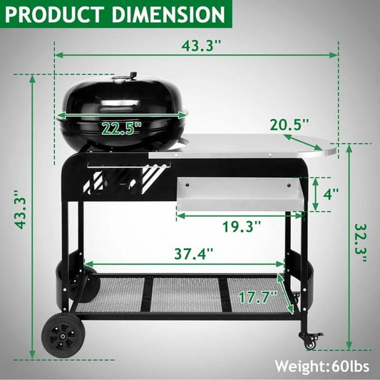 Clearance Enyopro Charcoal Grill! Portable BBQ Charcoal Grill with Porcelain-Enameled Lid and Thermometer for patio, pool, Backyard and camping
