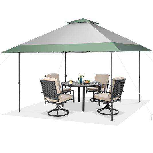 Gymax 13'x13' Outdoor Patio Pop Up Canopy Tent Sun Protection w/Wheeled Bag Green & Grey
