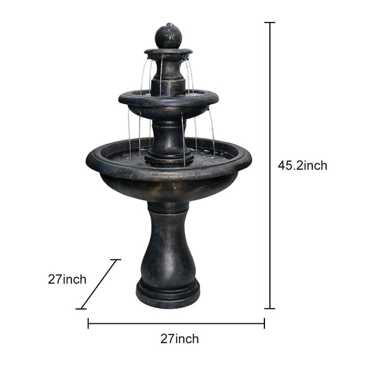 2 Tiered Floor Waterfall Fountain with Pump for Outdoor Patio Garden