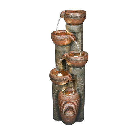 39.7’’H 5-Tier Relaxing Outdoor Indoor Garden Water Fountain Decor - for Contemporary Design for Garden, Patio, Deck, Porch, Backyard and Home Art Decor
