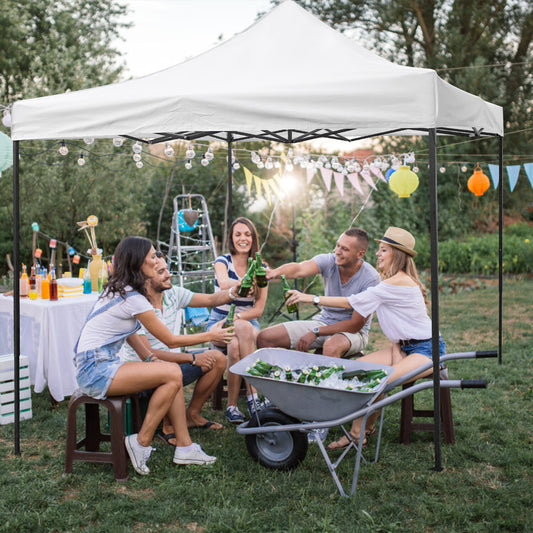 CL.HPAHKL 10' x 10' Outdoor Pop Up Canopy Tent with Wheeled Bag, Outdoor Shade Tent for Party One Push Patio Tent Canopy Instant Slant Leg Conopy for Backyard Outdoor Patio and Lawn