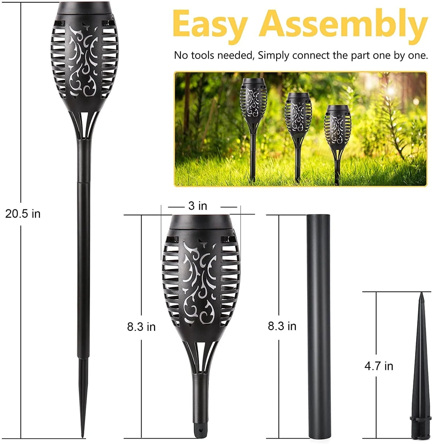 Toodour Christmas Solar Lights Outdoor with Flickering Flame, 12 Pack LED Solar Torch Lights, Waterproof Solar Garden Lights for Path Landscape Patio Christmas Decor