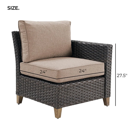 Grand Patio Outdoor Furniture, Patio Wicker Sectional Sofa Modular Furniture Set, Left Arm Sofa, Beige