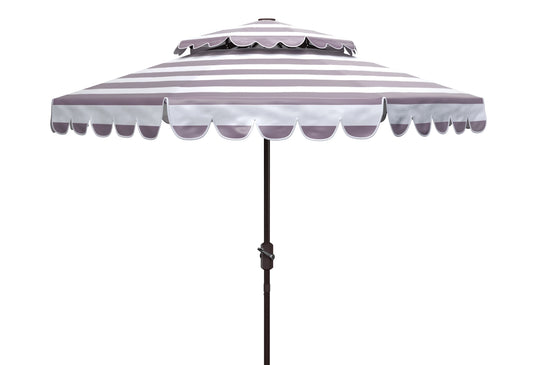 Safavieh Vienna 9' Market Crank Double Top Patio Umbrella, Grey/White