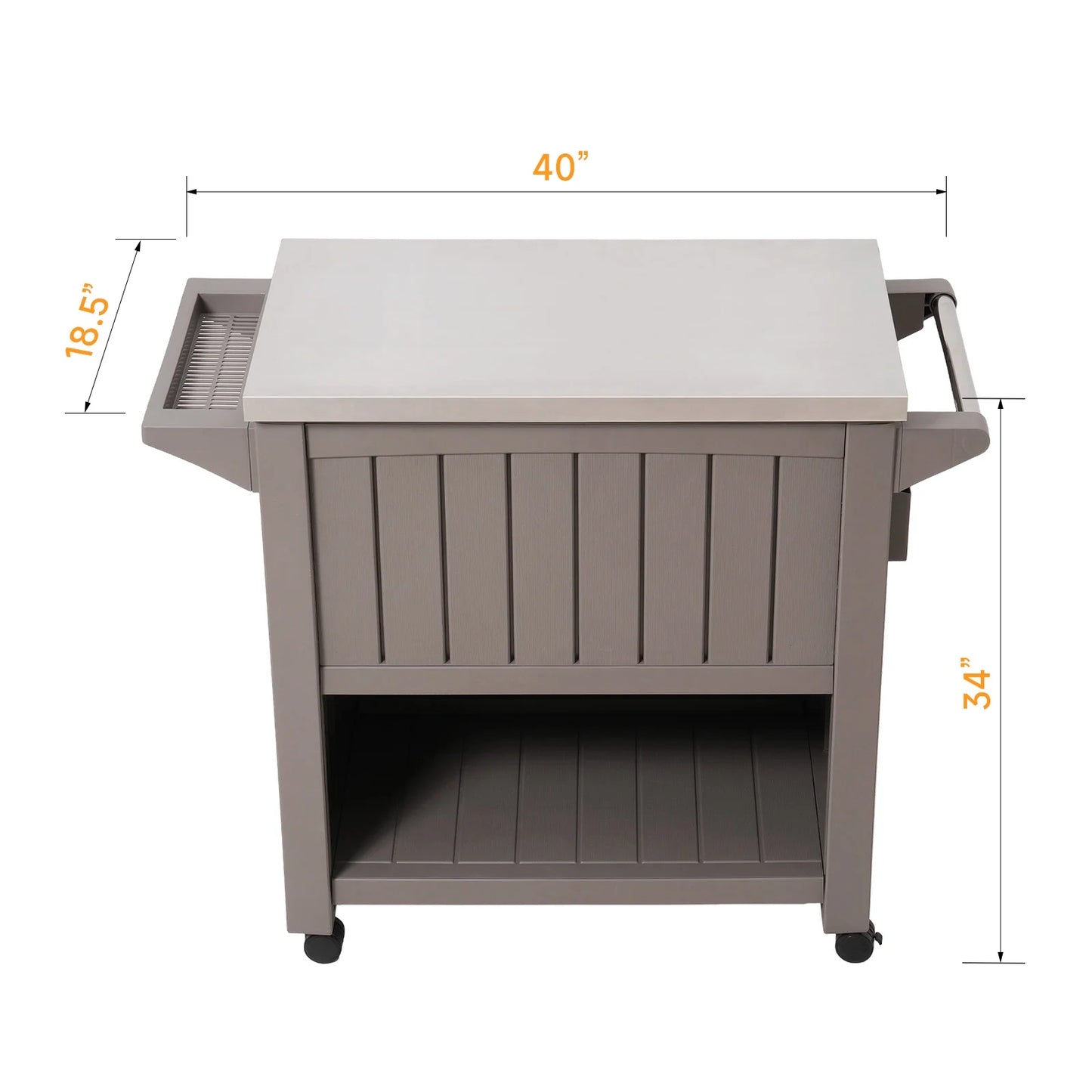 Dovov Portable Outdoor Patio Cooler Cart, 120 Quart Rolling Ice Chest Beverage Bar Cart Cooler with Wheels, Stainless Steel Lid, Bottle Opener, and Bottom Storage Shelf