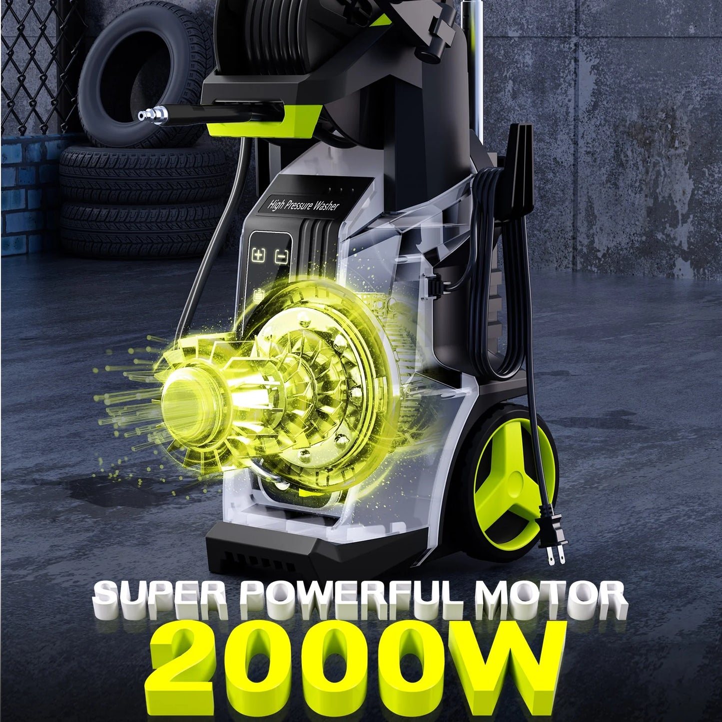 SUGIFT Electric Pressure Washer 4500PSI-Max 3.2GPM with Touch Screen Adjustable Pressure and 5 Nozzles Power Washer Cleaning for Patio,Blue