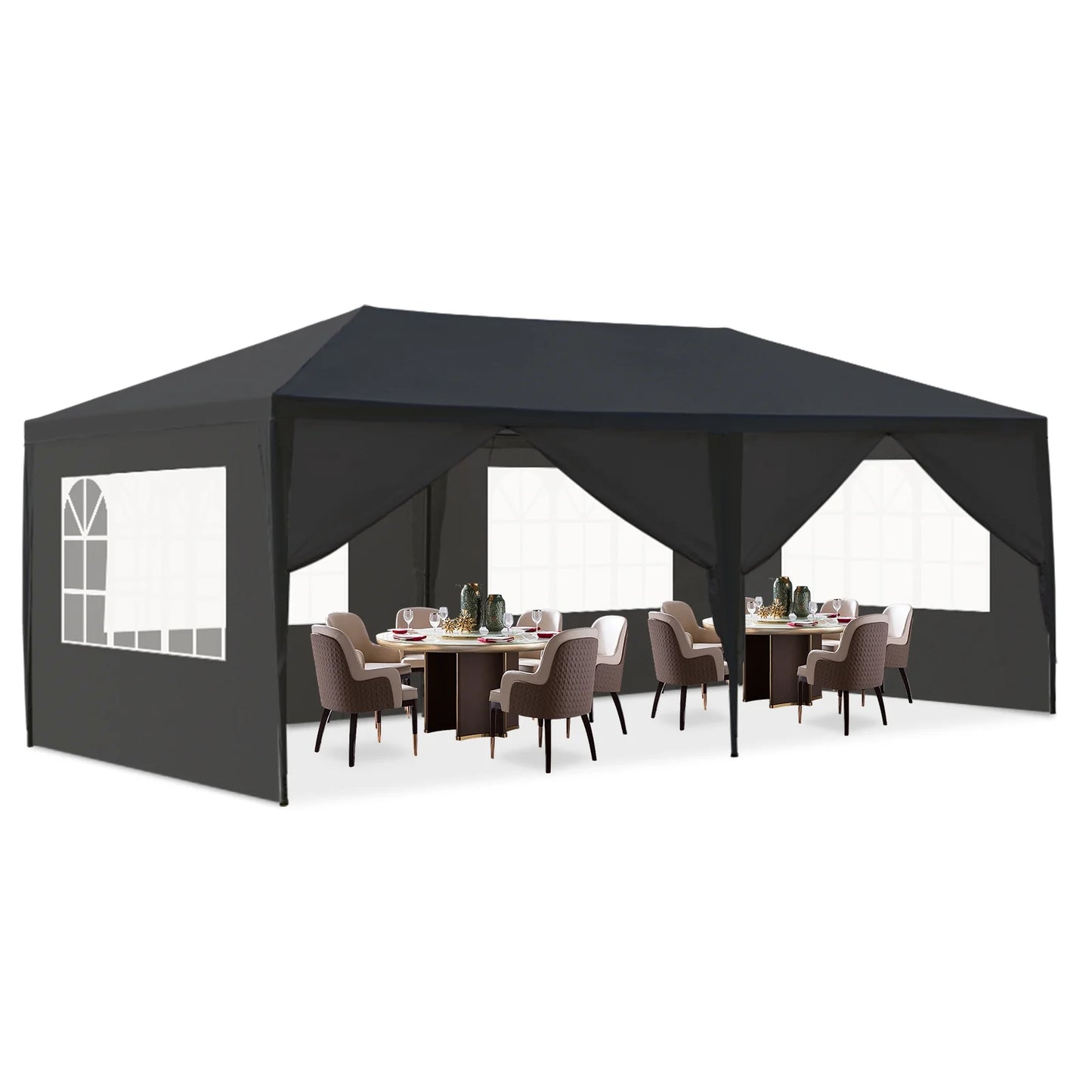 OverPatio 10' x 20' Canopy Tent Party Tent Event Tent w/6 Sidewall - Black