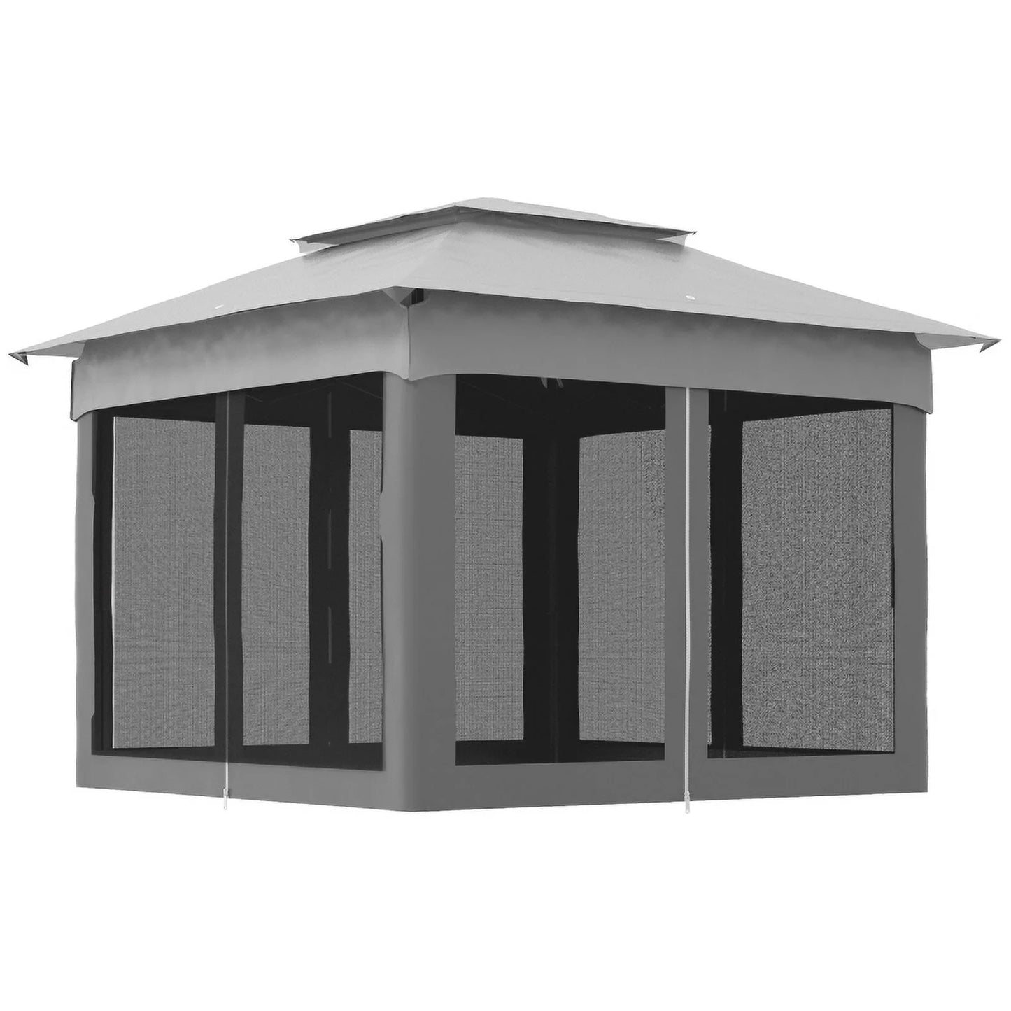 Outsunny 11' x 11' Pop Up Canopy, Outdoor Patio Gazebo Shelter with Removable Zipper Netting, Instant Event Tent w/114 Square Feet of Shade and Carry Bag for Backyard, Garden, Light Gray On-Site