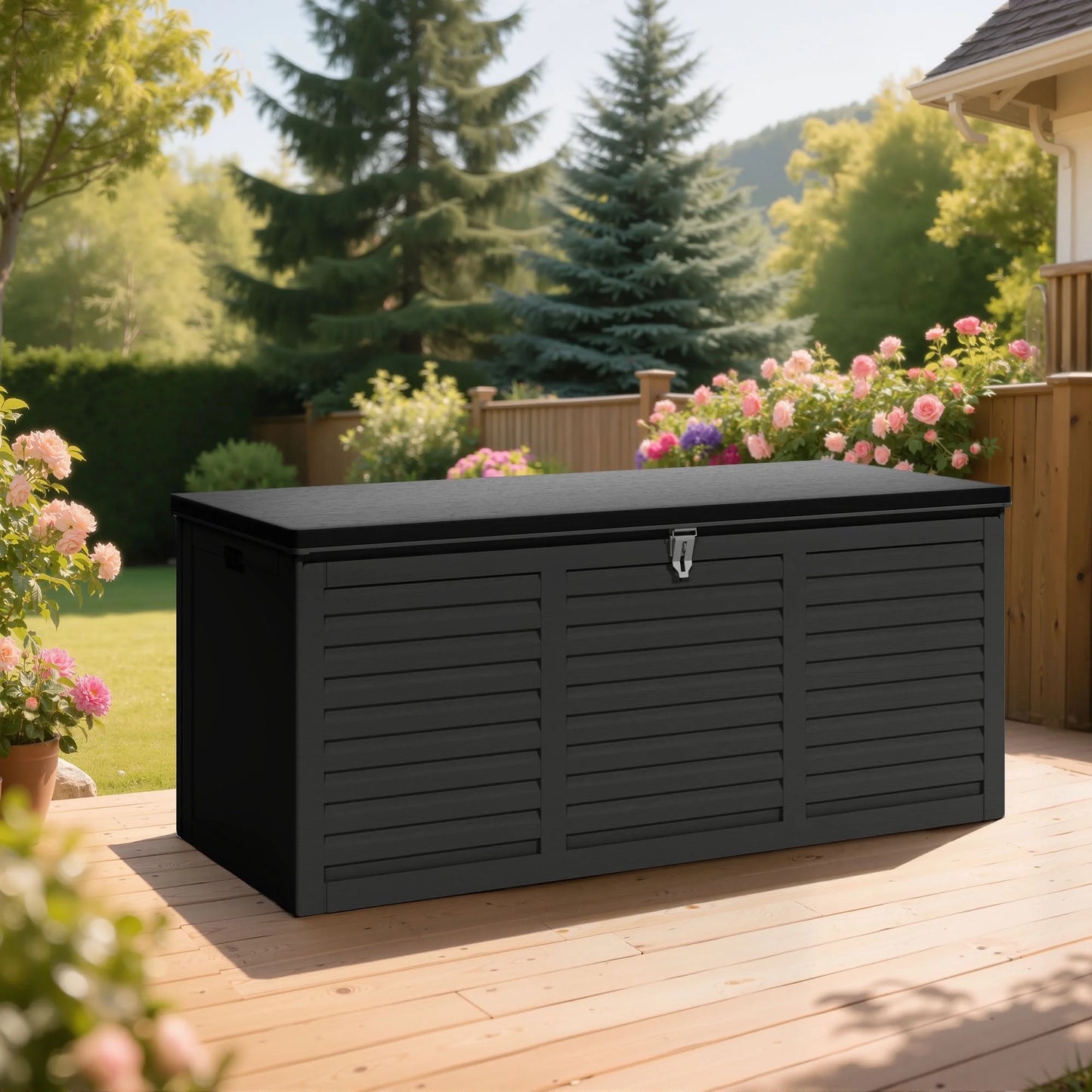 Outdoor Storage Box, 130GAL Waterproof Deck Box, Lockable Pool Patio Storage Indoor Toy Box, Outdoor Storage Bench for Porch, Max Load Weight 500LBS
