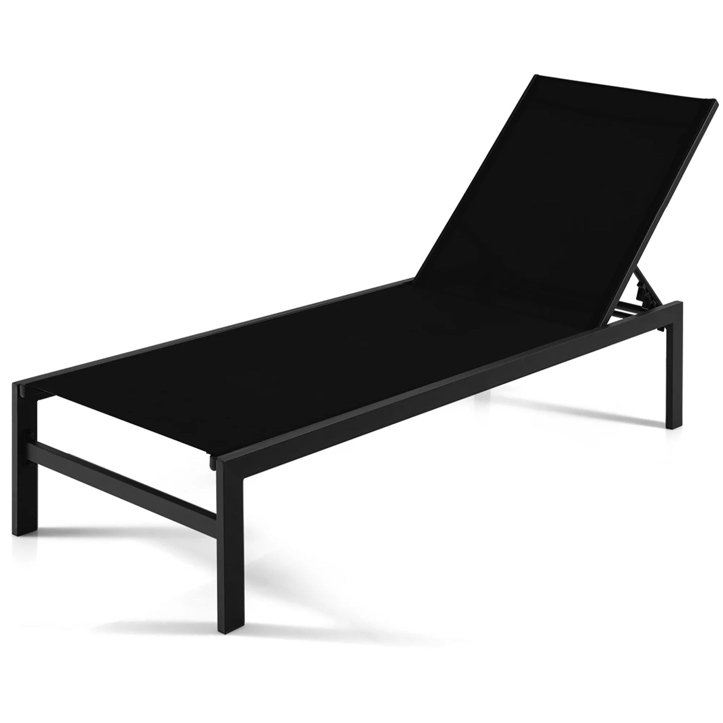 Costway Patio 6-Position Lounge Chair Chaise Aluminium Adjust Recliner Brown