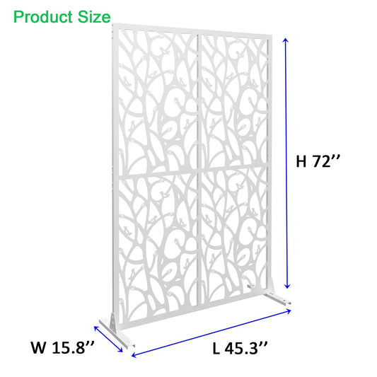 Metal Privacy Screen W3.8Ft X H6Ft Elegant White Bird Shape Outdoor Indoor Room Divider Easy To Assemble Portable Solution For Balcony Garden Patio And Living Room Privacy Needs