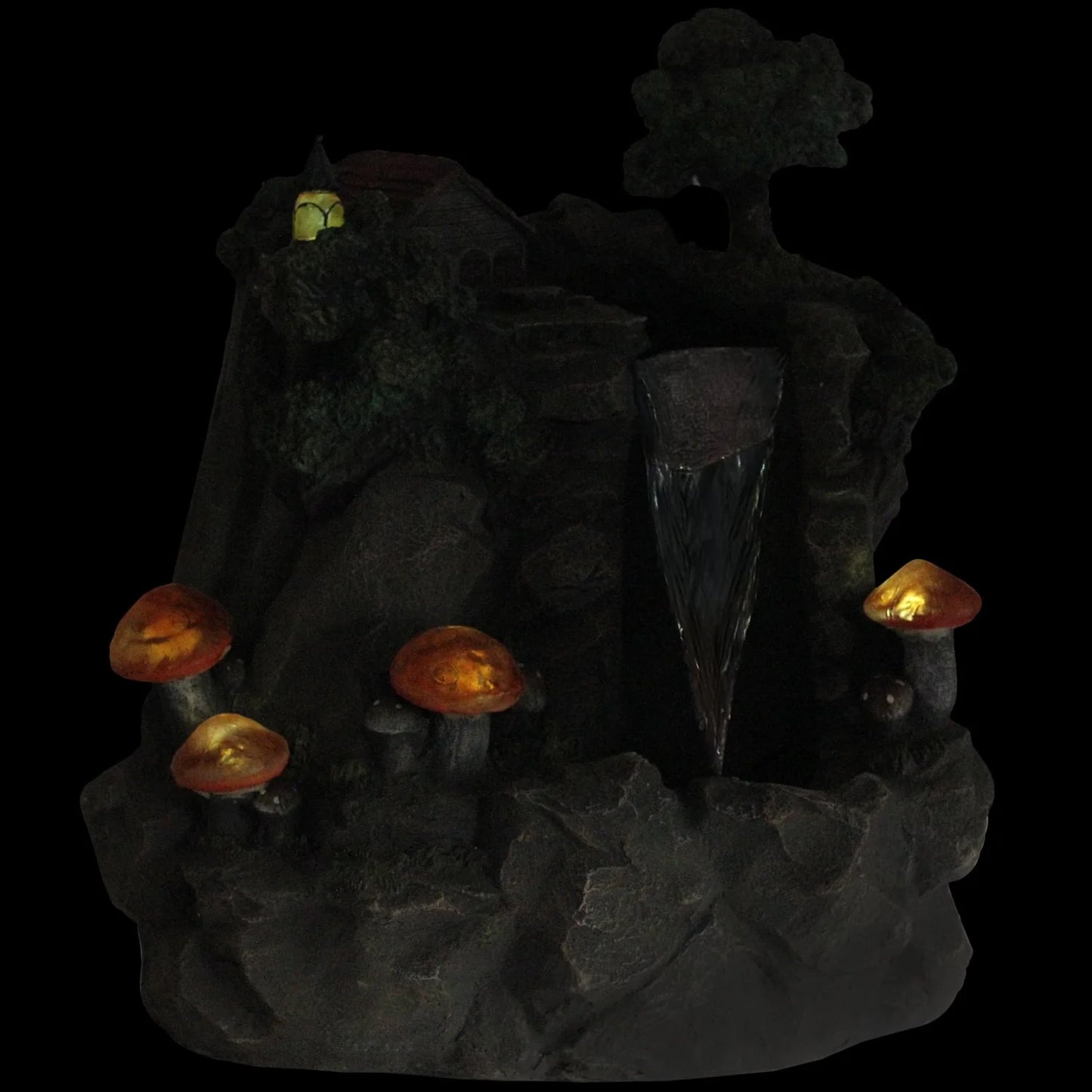Northlight 24.5" Solar LED Lighted Mushrooms By Waterfall Outdoor Patio Garden Water Fountain