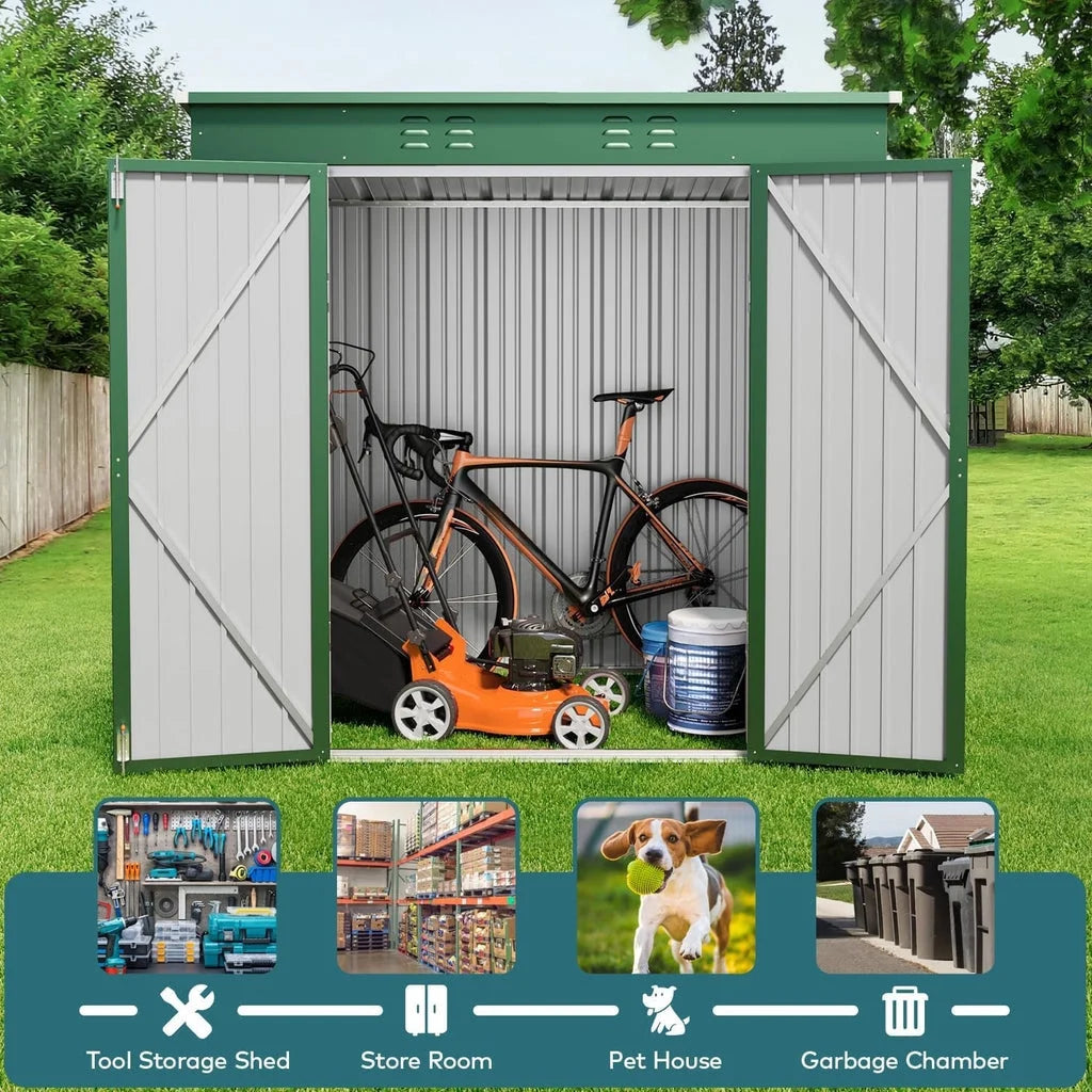 6' x 4' Outdoor Storage Shed with Lockable Door, Aiho Metal Garden Shed, House Storage Sheds Outdoor for Backyard, Garden & Patio Organization - Dark Gray