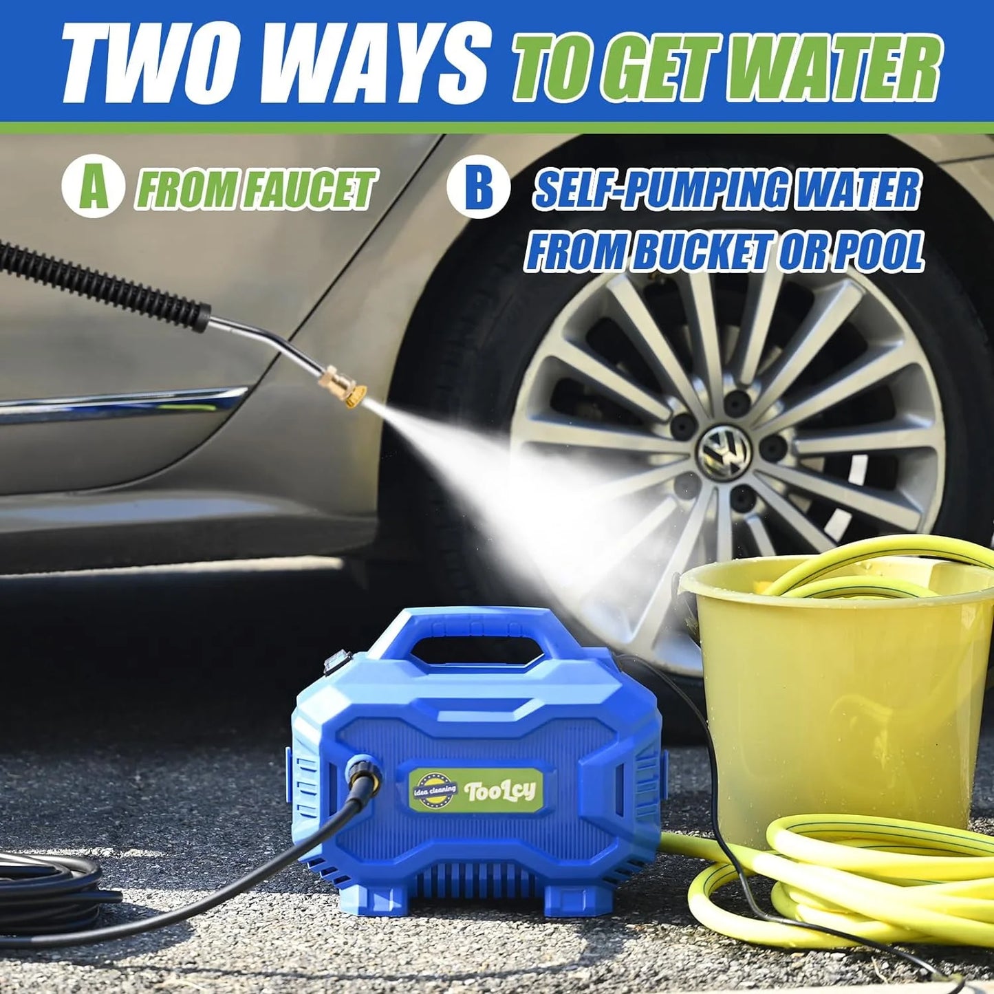 Pressure Washer 2030 PSI Max, Power Washer Electric Powered, 50FT Pressure Hose, Short Gun & Extension Wand, Foam Cannon, 5 Nozzles, Cars Patios Washer