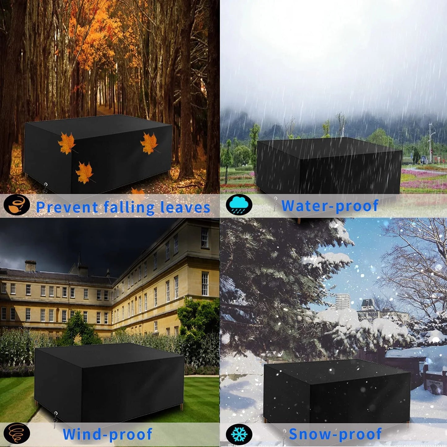 Patio Furniture Covers Waterproof,71 x 47 x 30 inch outdoor furniture cover waterproof,Dinosam Durable Outdoor Furniture Covers with 4 Windproof Buckles,Black Patio Table Cover Fits for 8-10 Seats