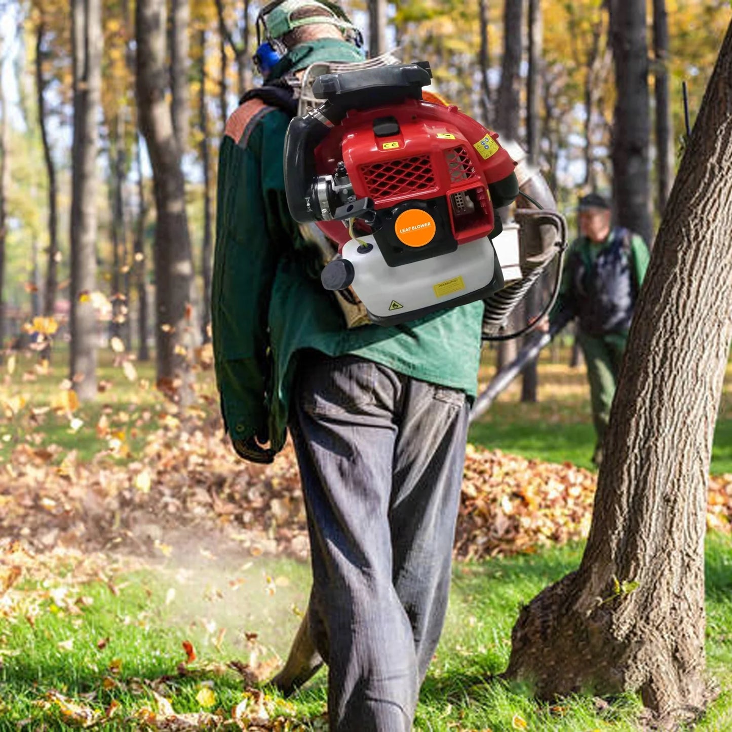 Limorve EB650 Backpack Leaf Blower, 2-Stroke Engine Multi-purpose 63 Cubic Centimeter High Strength Snow Blower for Lawn Care, Patio, Sidewalk,Snow Blowing-Orange