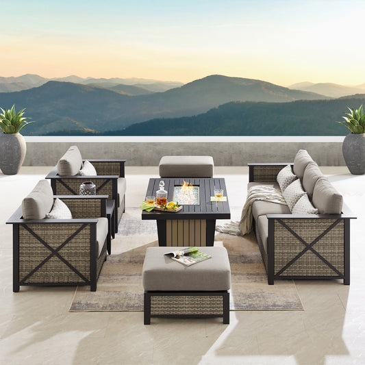 Sirio Chelsey 7-piece Fire Outdoor Patio Seating Set