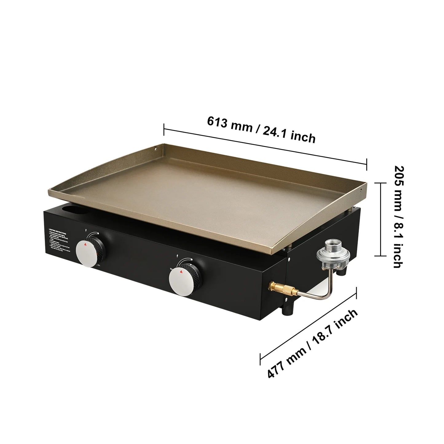 KFFKFF 22.4" Tabletop Gas Griddle, 2-Burner Outdoor Flat Top Grill Griddle with Non-Adhesive Cooking Plate, for Camping, Tailgating, Bbq, Parties, Backyard & Patio