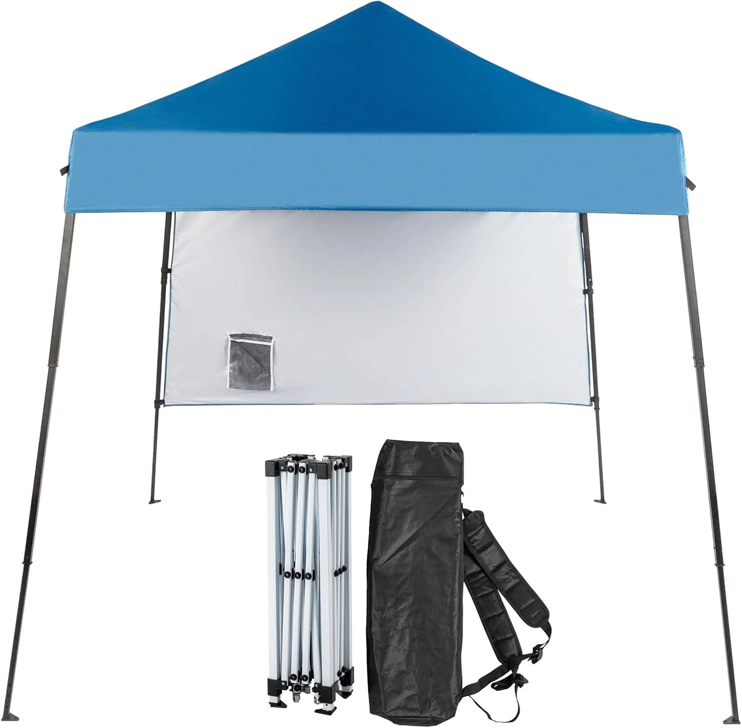 EIGHTNINE 6x6 ft Pop Up Canopy Tent, Outdoor Small Canopy Tent with Backpack, Patio Pop Up Gazebo Slant Leg Canopy with 1 Sidewall, Portable Easy Up Canopy (Pink)