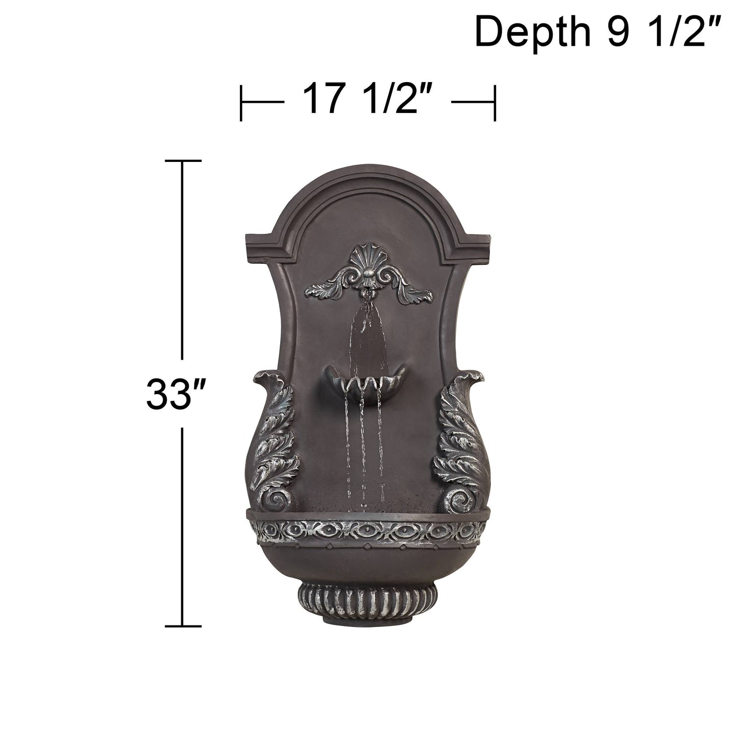 San Pablo Ornate 33" High Large Italian Indoor Outdoor Decor Gray Resin Wall Fountain Outside Garden Patio