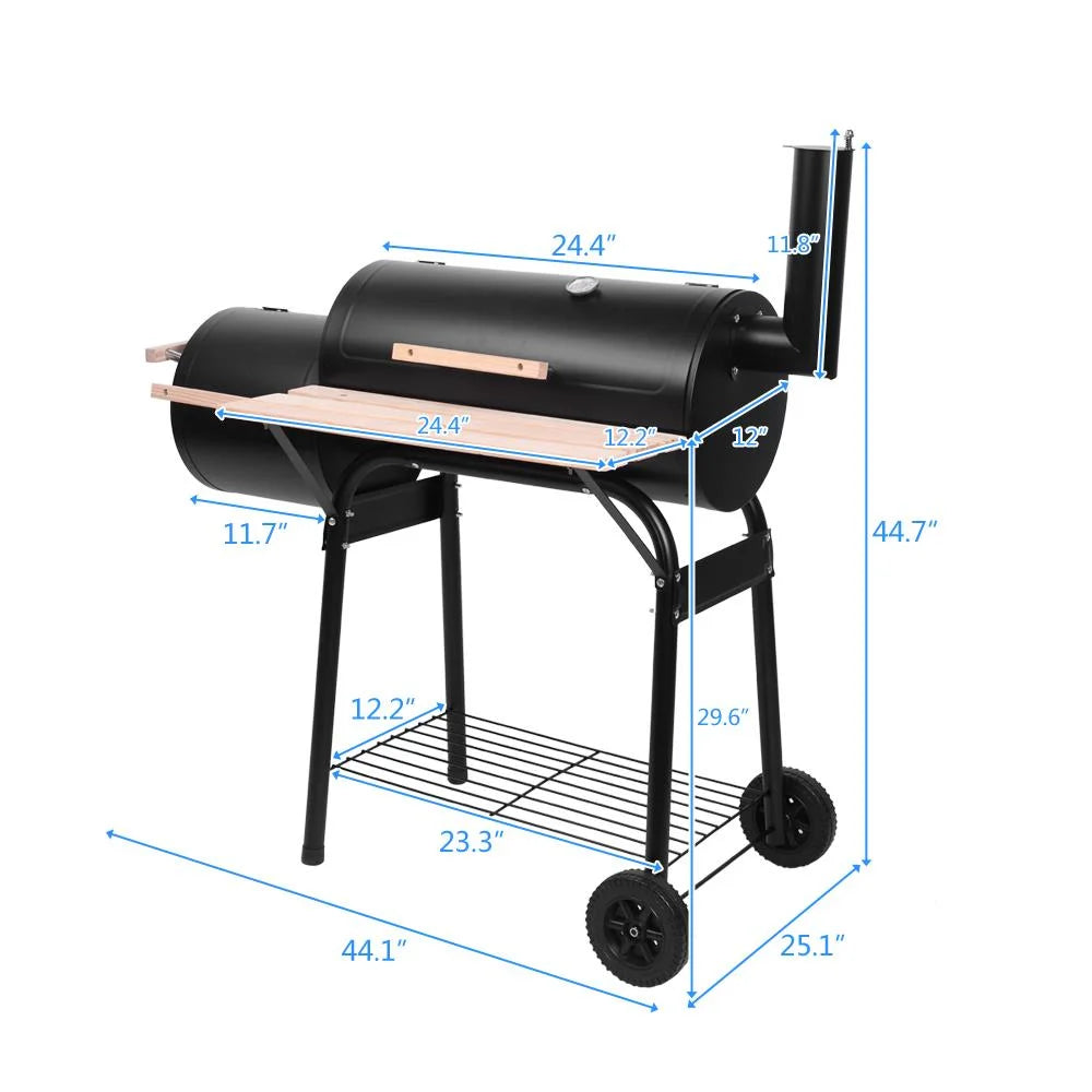 BaytoCare Charcoal BBQ Grill Outdoor Meat Cooker Smoker Patio Backyard Black