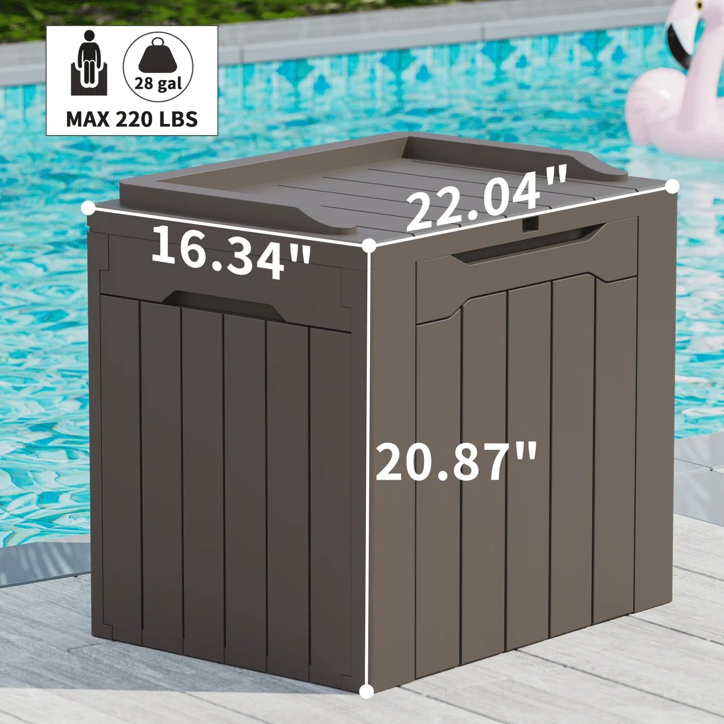 Vineego All-Weather 32 Gallon Patio Deck Box with Seat,Brown