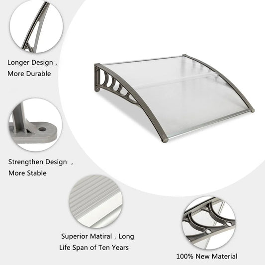Winado 40"x 40" Door Window Awning Patio Wall Gray Bracket Gray