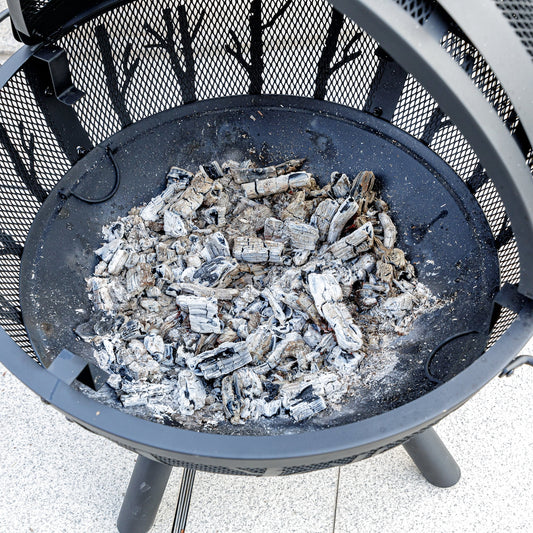 MistMo 35 inch Metal Ball Outdoor Fire Pit with Grill for Outside Patio Bonfire