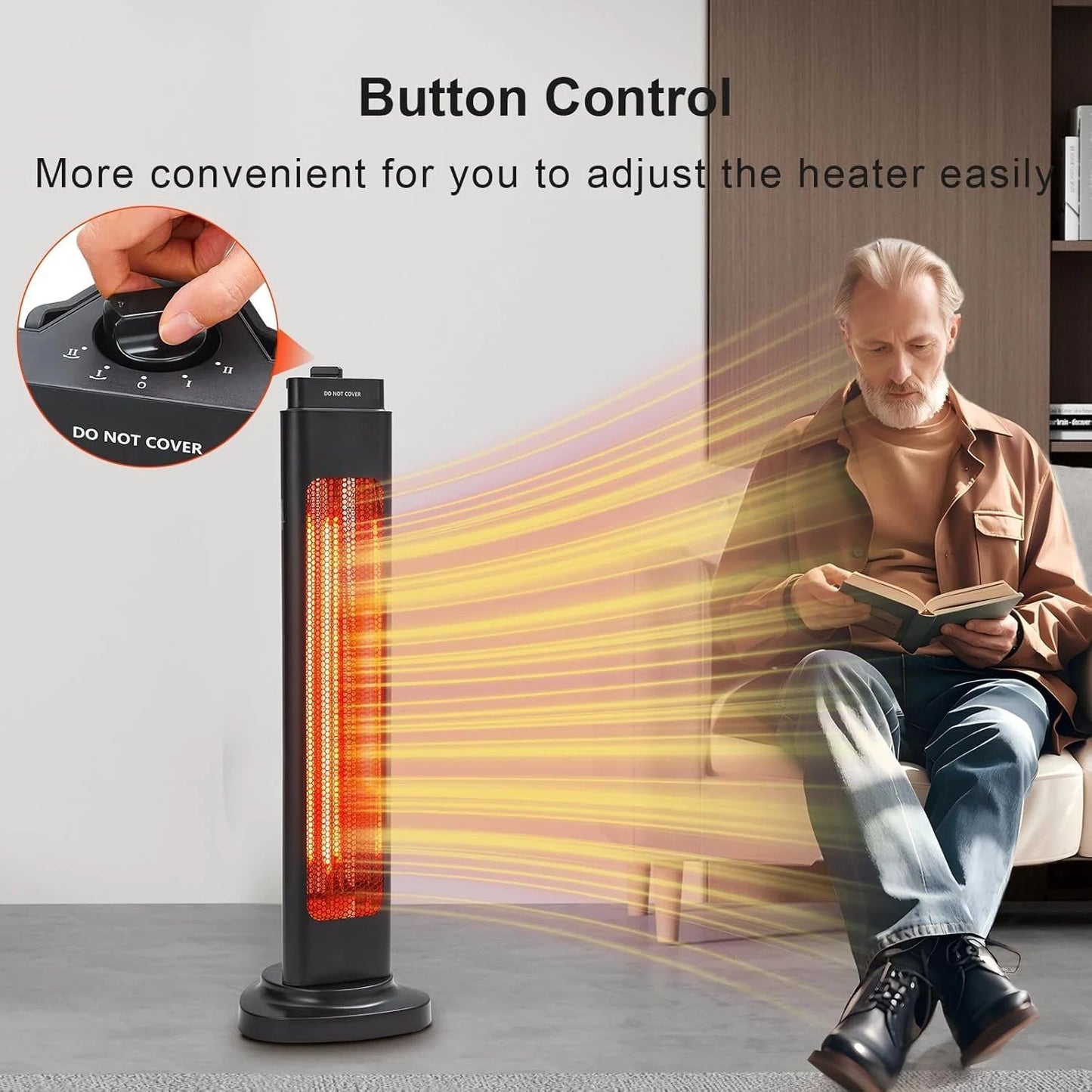 Acekid Outdoor Heater for Patio, 1500W Electric Outdoor Heater With 3 Heating Level (500W/1000W/1500W), Portable Fast Heat Garage Heater