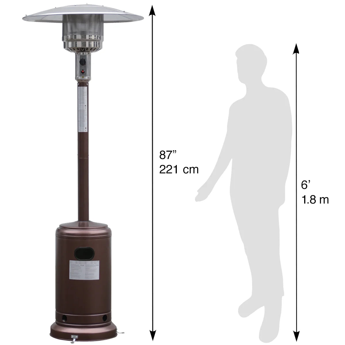 Blue Sky Outdoor Living 48,000 BTU Floor Standing Propane Outdoor Patio Heater, Bronze Hammered